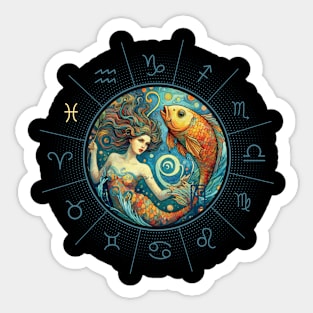 ZODIAC Pisces - Astrological PISCES - PISCES - ZODIAC sign - Van Gogh style - 12 Sticker